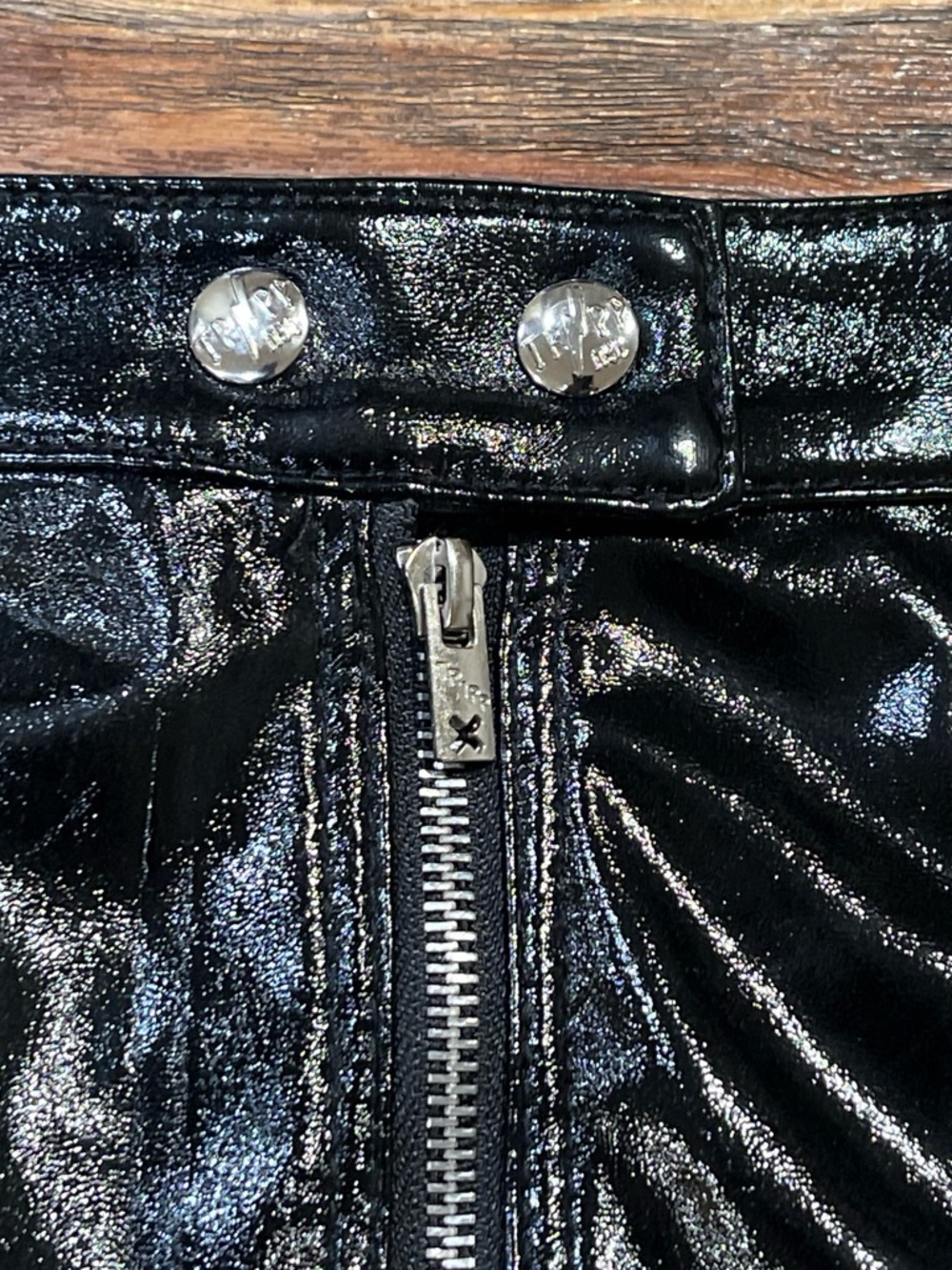 Tripp NYC Black Patent Front-Zip Mini Skirt - Picture 5 of 8